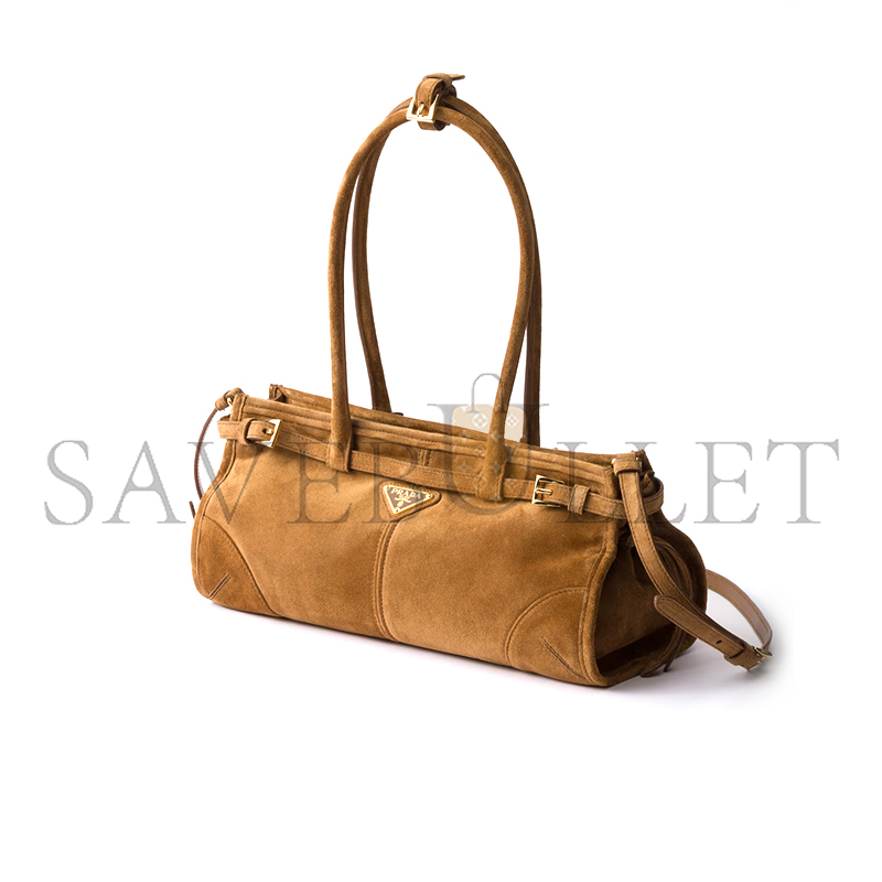 PRADA BONNIE MEDIUM SUEDE HANDBAG 1BA426 (32*15.5*12cm)